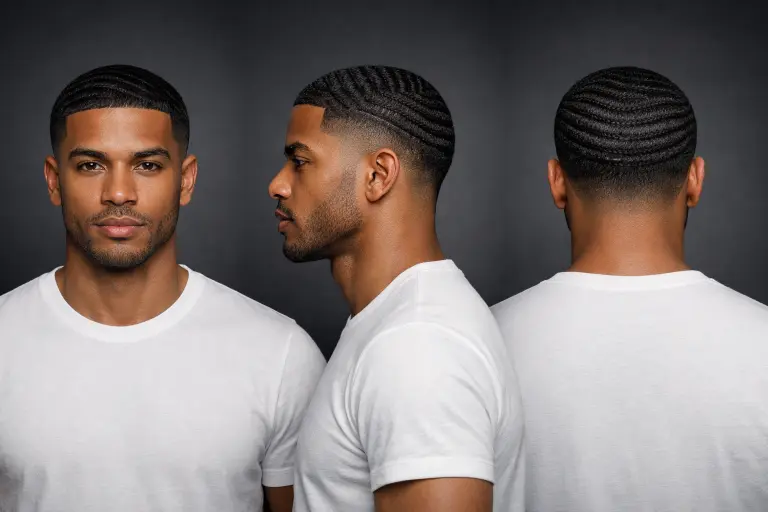 drop fade with waves on coarse hair featuring defined 360 waves and clean tapered fade around the ears