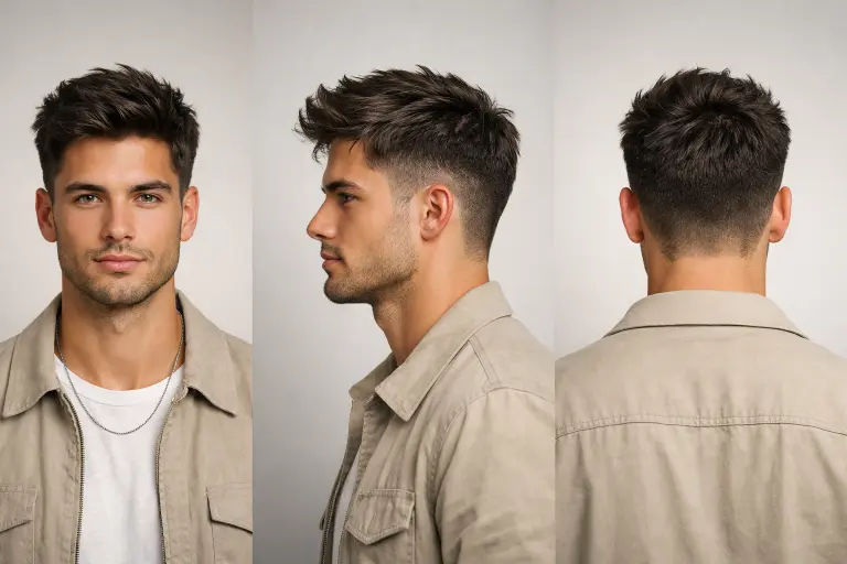 low taper fade with textured top, natural volume and definition on top with softly blended tapered edges