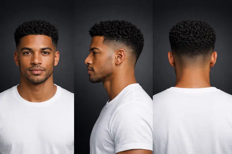 mid taper fade with tight curly hair for men featuring short coiled texture on top and sharp tapered sides for a neat controlled finish