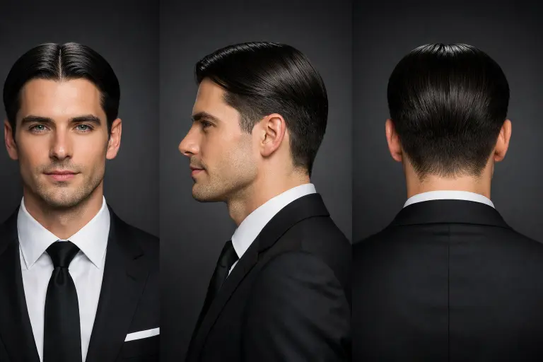 sleek middle part taper fade hairstyle for men with straight hair styled smooth and neat with a classic tapered finish