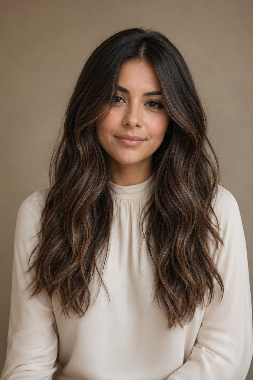 Tone-on-tone balayage brunettes showcasing soft, natural dimension with subtle highlights for a low-maintenance, polished look