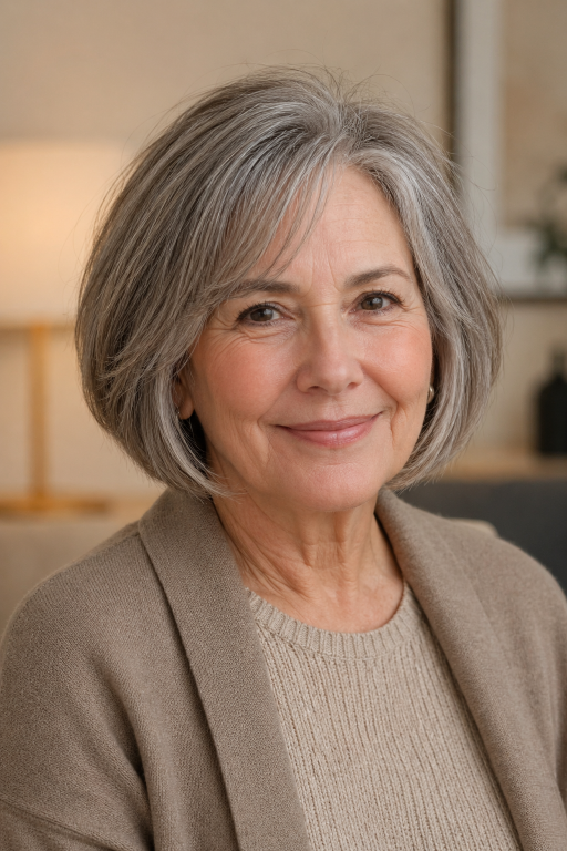 Hairstyles for women over 60 with thin fine hair showing layered bobs, pixie cuts, and volume-boosting styles for a fuller, youthful look