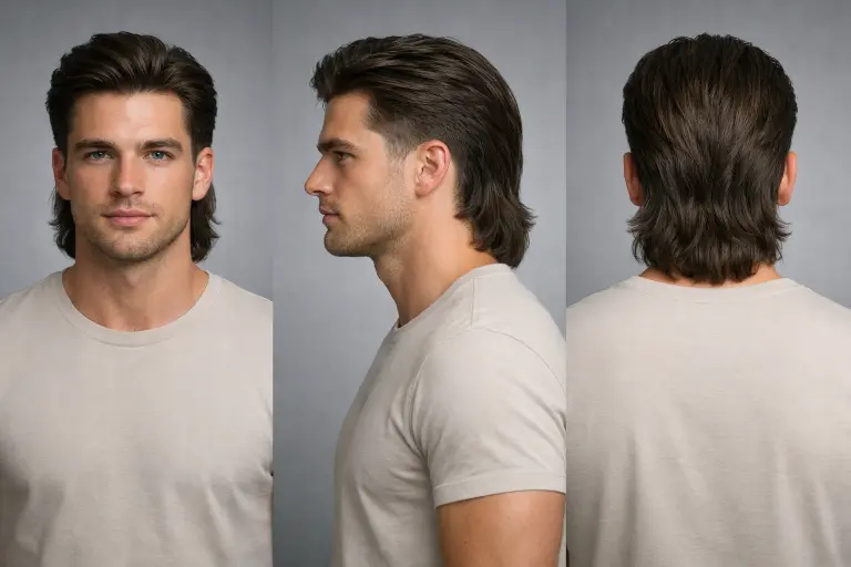classic low taper fade mullet with clean tapered sides and medium-length back on straight hair