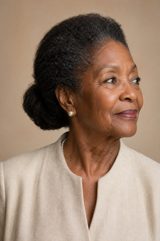 Hairstyles for Black women over 70 featuring short, natural, curly, and low-maintenance elegant looks