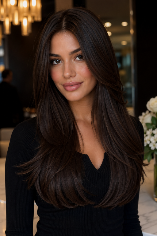 Tone-on-tone balayage brunettes showcasing soft, natural dimension with subtle highlights for a low-maintenance, polished look