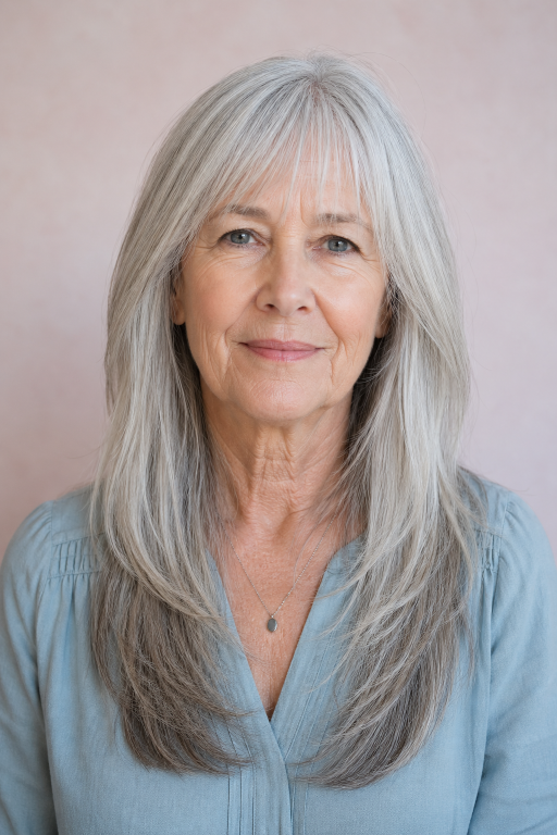 Hairstyles for women over 60 with bangs featuring layered bobs, pixie cuts, and soft fringes that flatter mature faces and fine hair