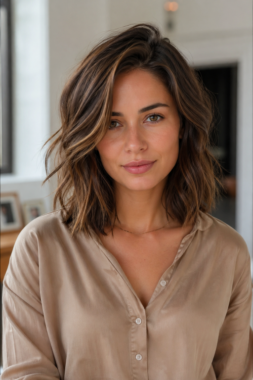 Medium shag hairstyle ideas with layered texture and face-framing volume for different hair types