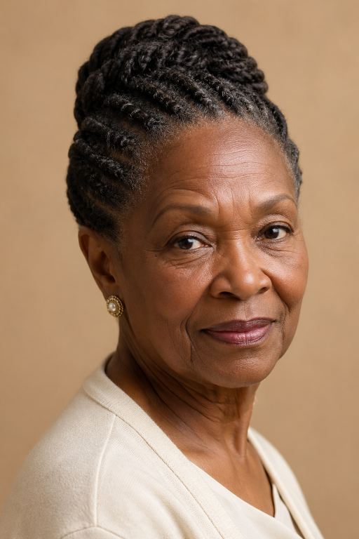 Hairstyles for Black women over 70 featuring short, natural, curly, and low-maintenance elegant looks