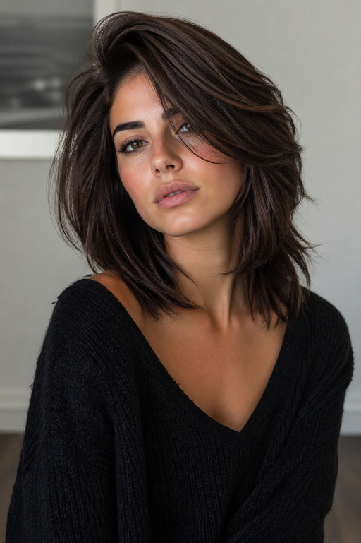 Medium shag hairstyle ideas with layered texture and face-framing volume for different hair types