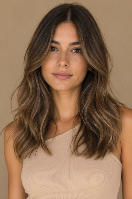 Tone-on-tone balayage brunettes showcasing soft, natural dimension with subtle highlights for a low-maintenance, polished look