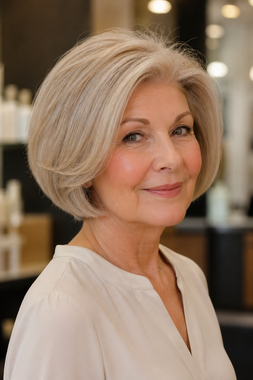 Hairstyles for women over 60 with thin fine hair showing layered bobs, pixie cuts, and volume-boosting styles for a fuller, youthful look