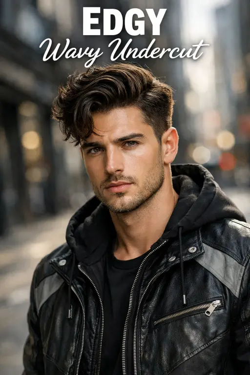 Wavy undercut low taper fade hairstyle for men with longer textured top and subtle contrast