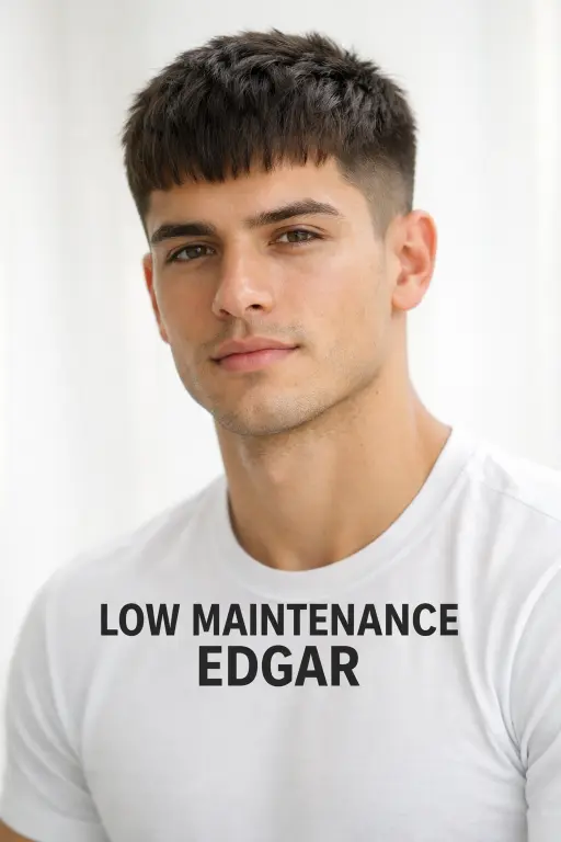 short fluffy Edgar cut ideas with cropped textured top, subtle volume, and low maintenance finish