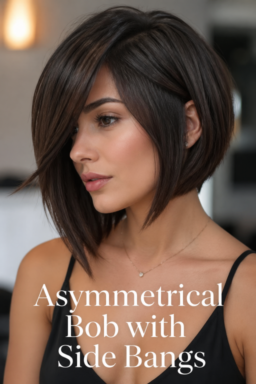 Thin fine hair makeover with soft layered bob and wispy bangs adding natural volume and face-framing shape
