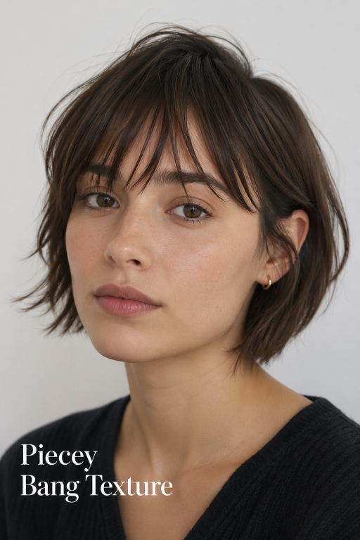 25 bangs hairstyles for short hair showcasing different fringe styles on pixie cuts and bobs for various face shapes and hair textures