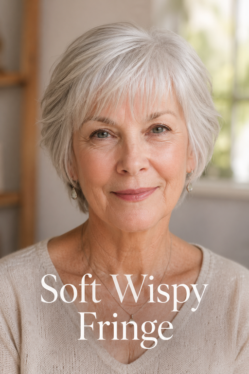 Elegant short and layered hairstyles for women over 80 showcasing soft volume, natural gray hair, and easy-to-maintain flattering cuts