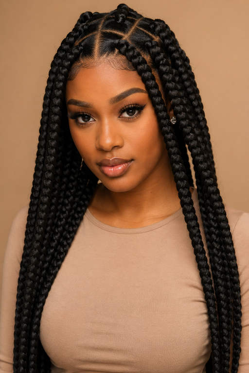 Braided hairstyles for Black women featuring box braids, knotless braids, and cornrows styled in versatile protective looks