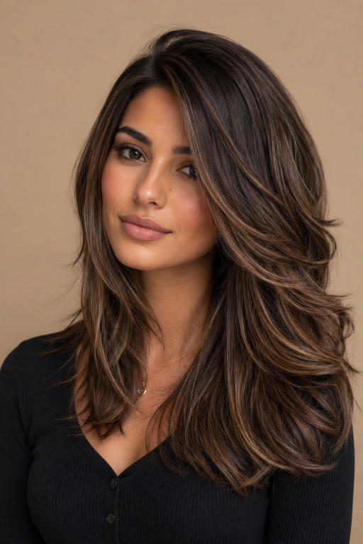 Tone-on-tone balayage brunettes showcasing soft, natural dimension with subtle highlights for a low-maintenance, polished look