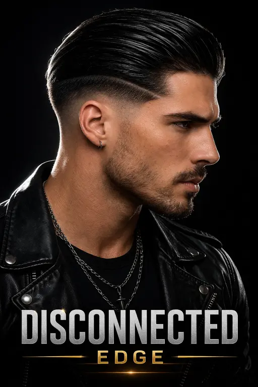 disconnected slick back taper fade with long top and sharply contrasted tightly tapered sides