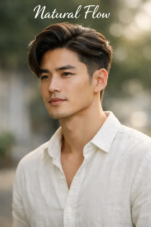 Taper fade with buzz cut top on Asian hair, very short uniform top with clean tapered sides for a simple low-maintenance style