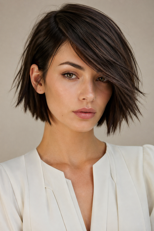 Choppy bob haircut for thin fine hair with textured layers adding natural volume and movement