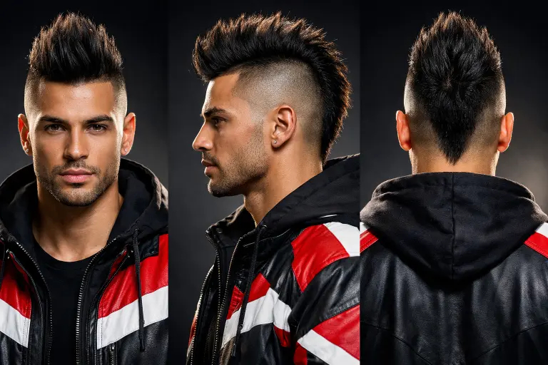bald taper fade with mohawk style featuring longer center strip and tapered sides