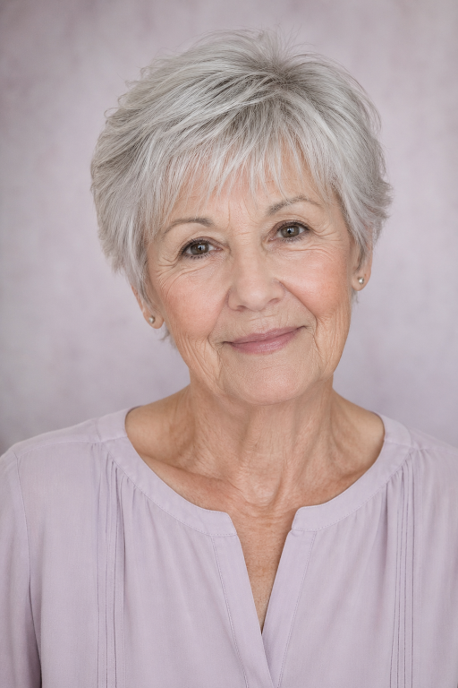 Short haircuts for women over 70 featuring layered pixie, soft bob, and easy low-maintenance styles for thinning hair