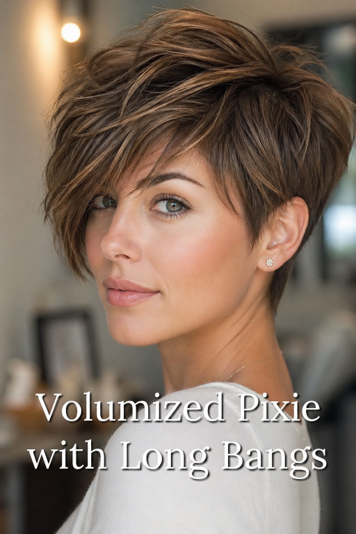 Thin fine hair makeover with soft layered bob and wispy bangs adding natural volume and face-framing shape