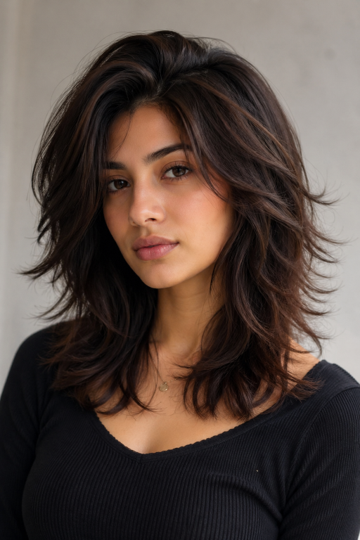Medium shag hairstyle ideas with layered texture and face-framing volume for different hair types