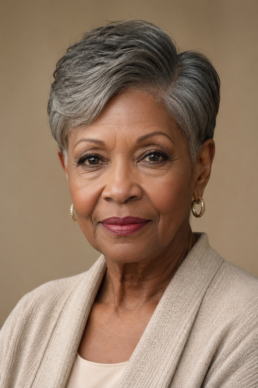 Hairstyles for Black women over 70 featuring short, natural, curly, and low-maintenance elegant looks