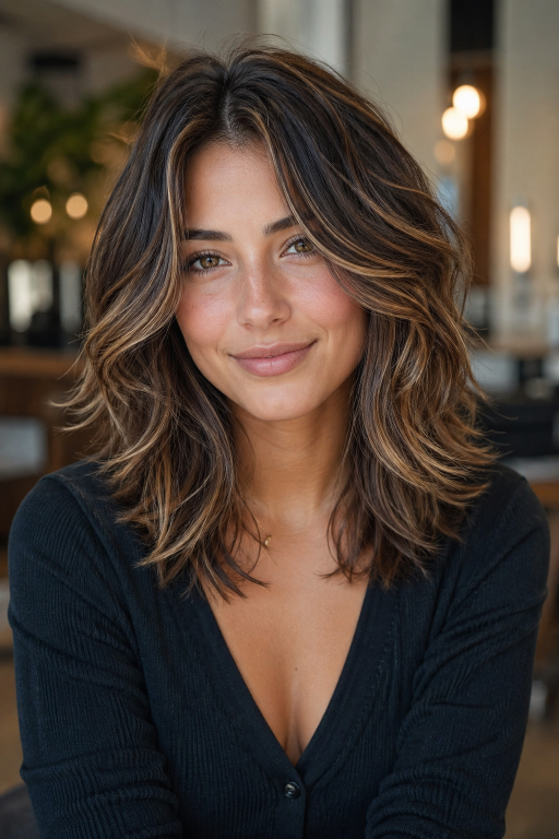 Medium shag hairstyle ideas with layered texture and face-framing volume for different hair types