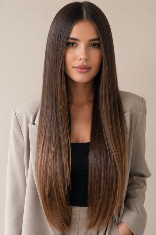 Tone-on-tone balayage brunettes showcasing soft, natural dimension with subtle highlights for a low-maintenance, polished look