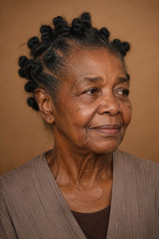 Hairstyles for Black women over 70 featuring short, natural, curly, and low-maintenance elegant looks