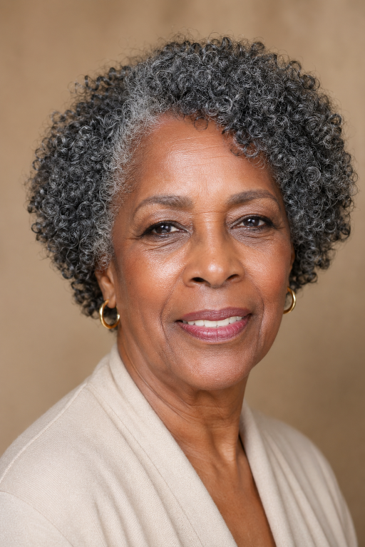 Hairstyles for Black women over 70 featuring short, natural, curly, and low-maintenance elegant looks