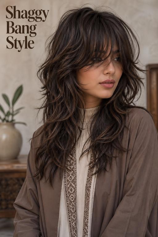 Bangs hairstyles for round faces featuring side-swept and curtain fringe that slim and frame soft facial features