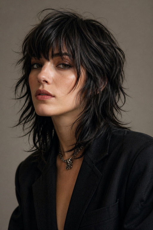 Medium shag hairstyle ideas with layered texture and face-framing volume for different hair types