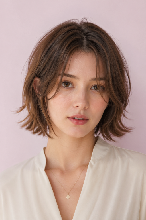 Choppy bob haircut for thin fine hair with textured layers adding natural volume and movement
