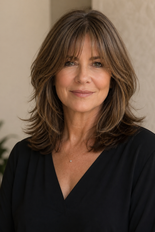 Hairstyles for women over 40 with thin fine hair showing volume-boosting cuts like layered bobs, pixies, and textured styles for fuller-looking hair