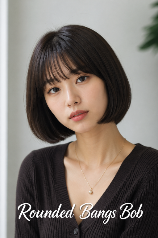 Thin fine hair makeover with soft layered bob and wispy bangs adding natural volume and face-framing shape