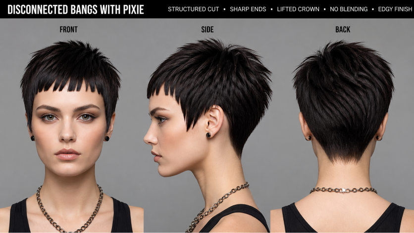 25 bangs hairstyles for short hair showcasing different fringe styles on pixie cuts and bobs for various face shapes and hair textures