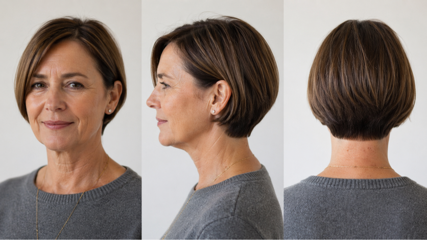 short hairstyles for women over 50 with layered bobs, pixie cuts, and volume styles