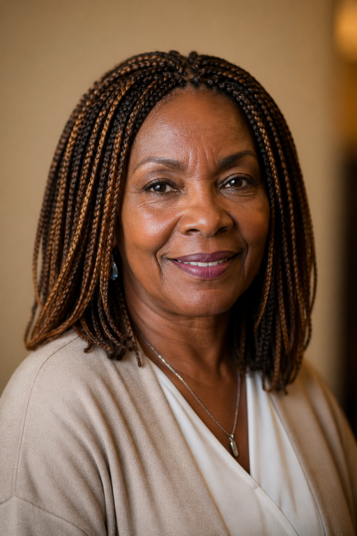 Elegant braided hairstyles for older Black women over 50 showcasing protective, low-maintenance, and graceful looks