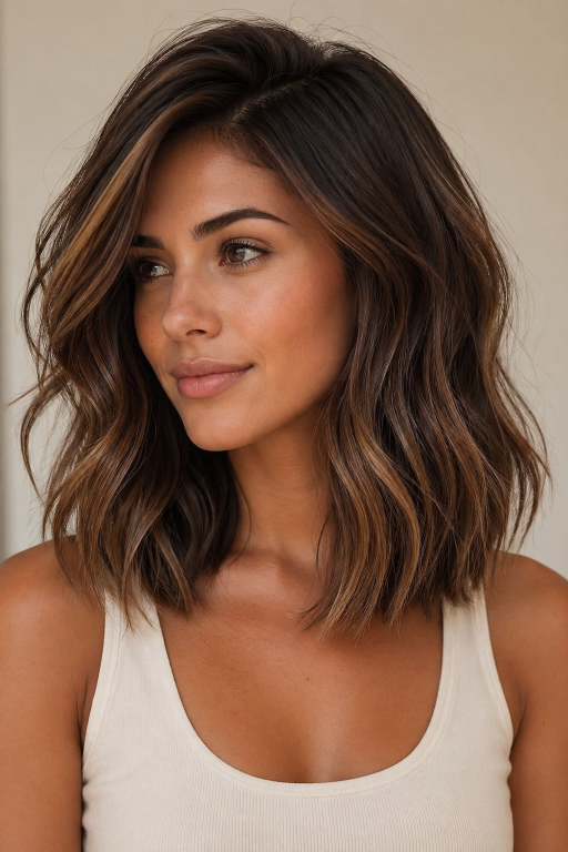 Tone-on-tone balayage brunettes showcasing soft, natural dimension with subtle highlights for a low-maintenance, polished look