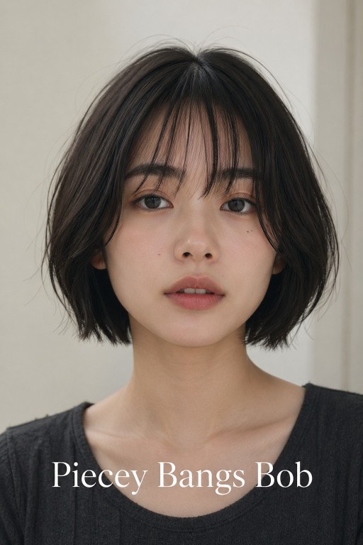 Thin fine hair makeover with soft layered bob and wispy bangs adding natural volume and face-framing shape
