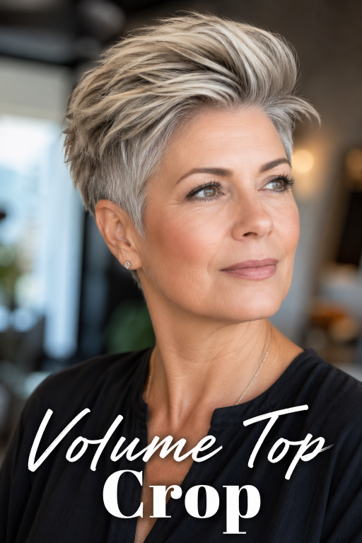 short hairstyles for women over 50 with layered bobs, pixie cuts, and volume styles
