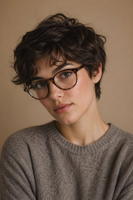 Short pixie haircut for women with glasses showing flattering modern styles for different face shapes