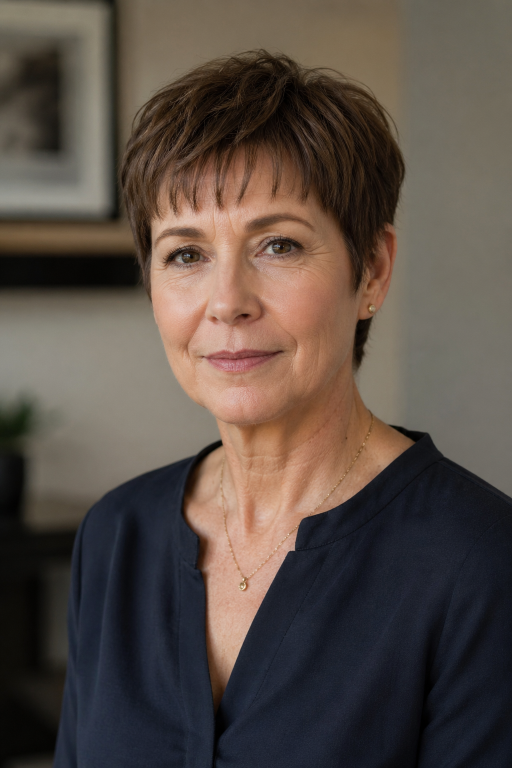 Hairstyles for women over 40 with thin fine hair showing volume-boosting cuts like layered bobs, pixies, and textured styles for fuller-looking hair