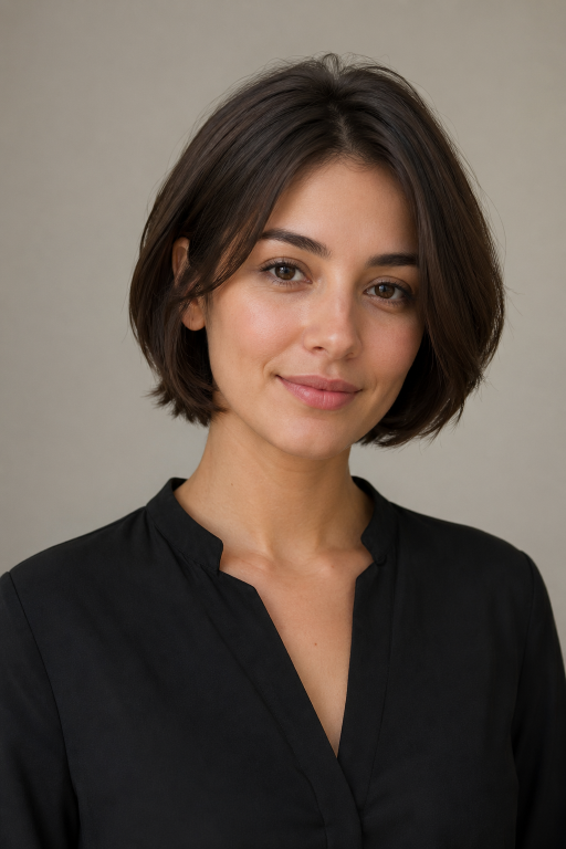Short shaggy bob haircut with textured layers and effortless volume for modern women