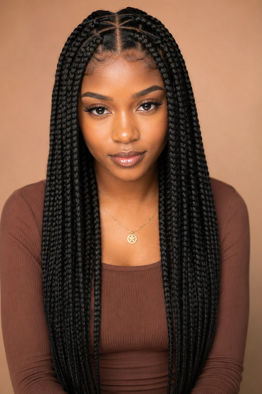 Braided hairstyles for Black women featuring box braids, knotless braids, and cornrows styled in versatile protective looks