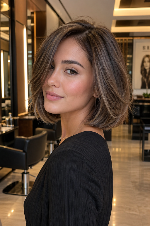 Choppy bob haircut for thin fine hair with textured layers adding natural volume and movement